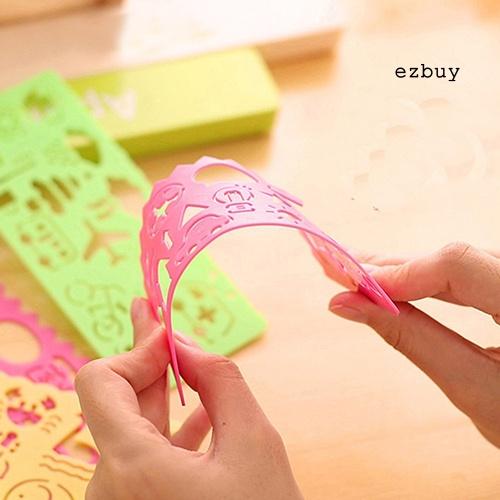 EY-4Pcs Cute Kids Graphics And Symbols Drawing Template Stencil Ruler Stationery