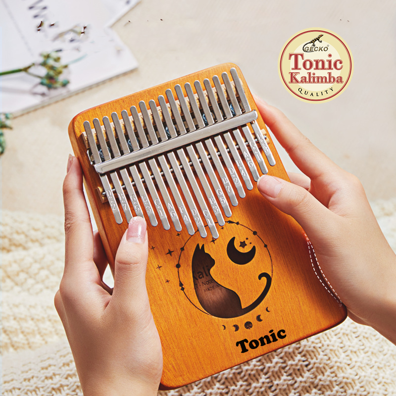 Trọn bộ 6 phụ kiện- Đàn kalimba gỗ hộp cộng hưởng Tonic 17 phím cao cấp loại 1 hình mèo cute MB17K- Hàng chính hãng