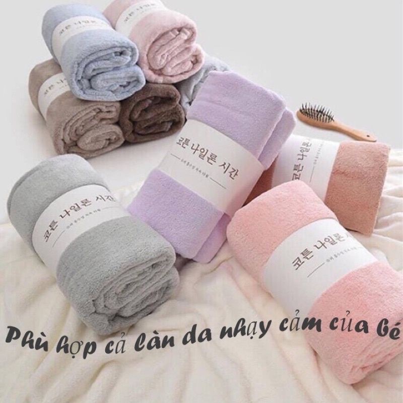 Khăn tắm lông cừu Hàn Quốc siêu mềm mịn , cao cấp ,dày ,thấm hút tốt , loại lớn 70 x 140 cm