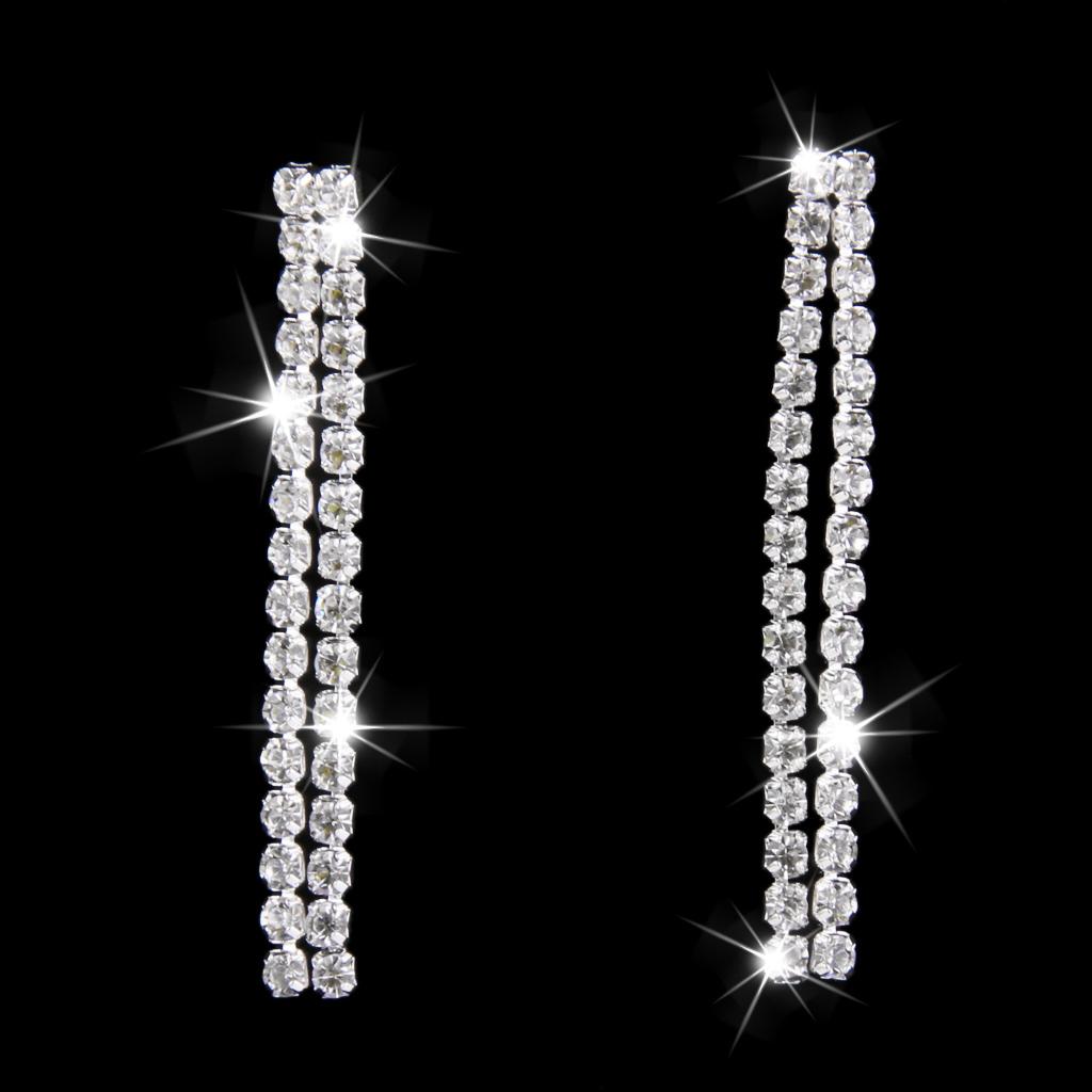 Crystal Rhinestone Necklace Drop Earrings Jewelry Set Wedding Bridal Party