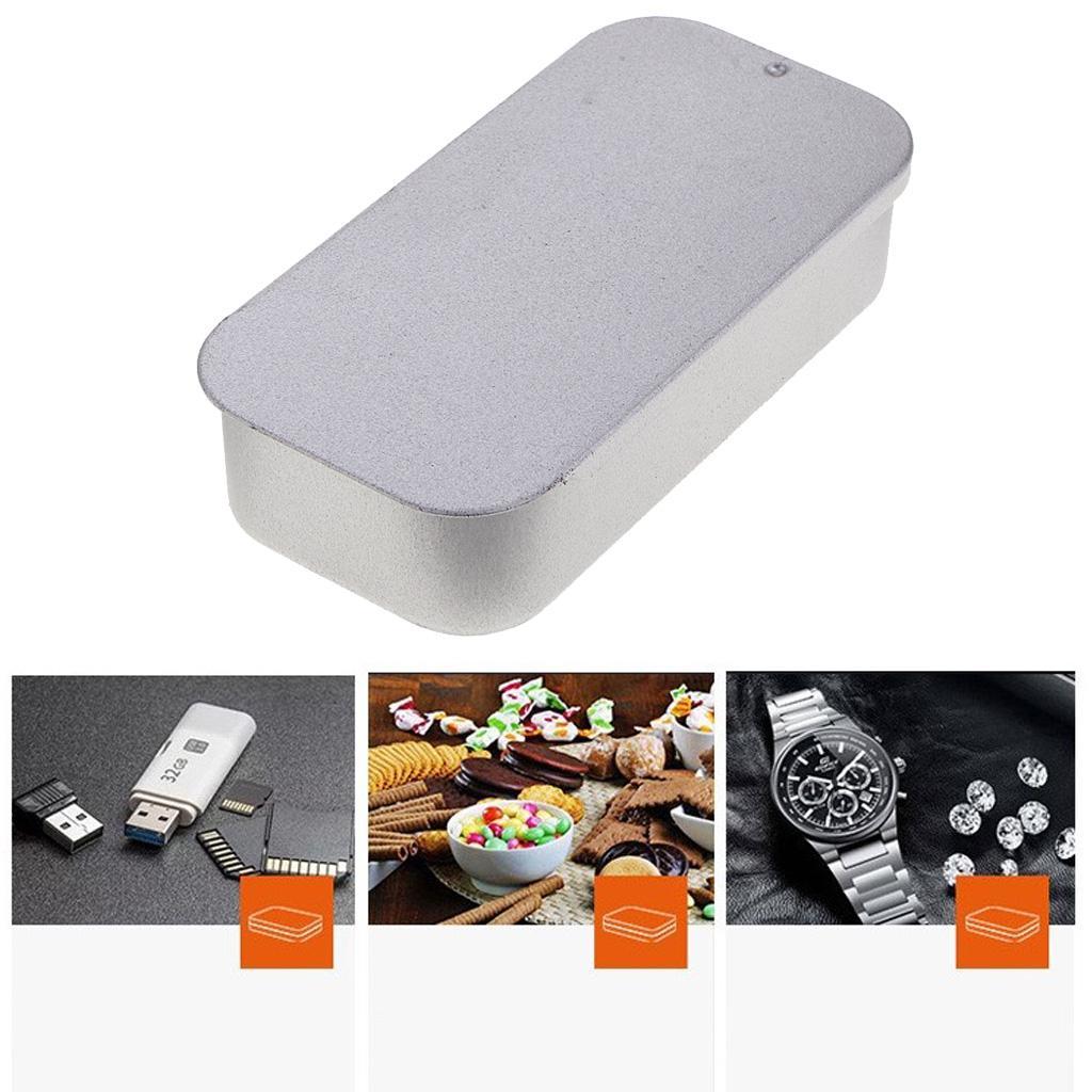 Metal Tin Rectangle Storage Slide Top Box Organizer Coin Key Container Case