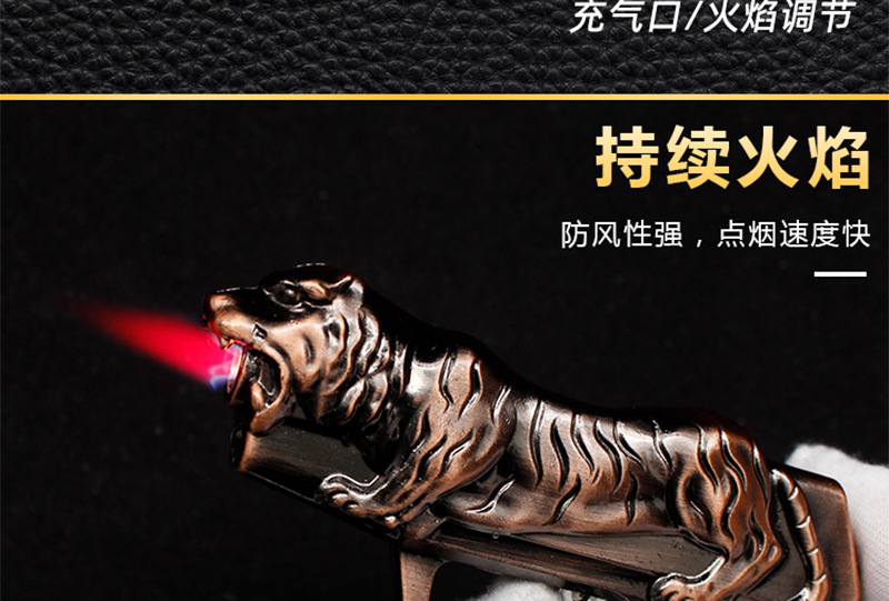 Bật lửa hột quẹt khè hình xúng cọp có đèn pin 11cm - xài ga