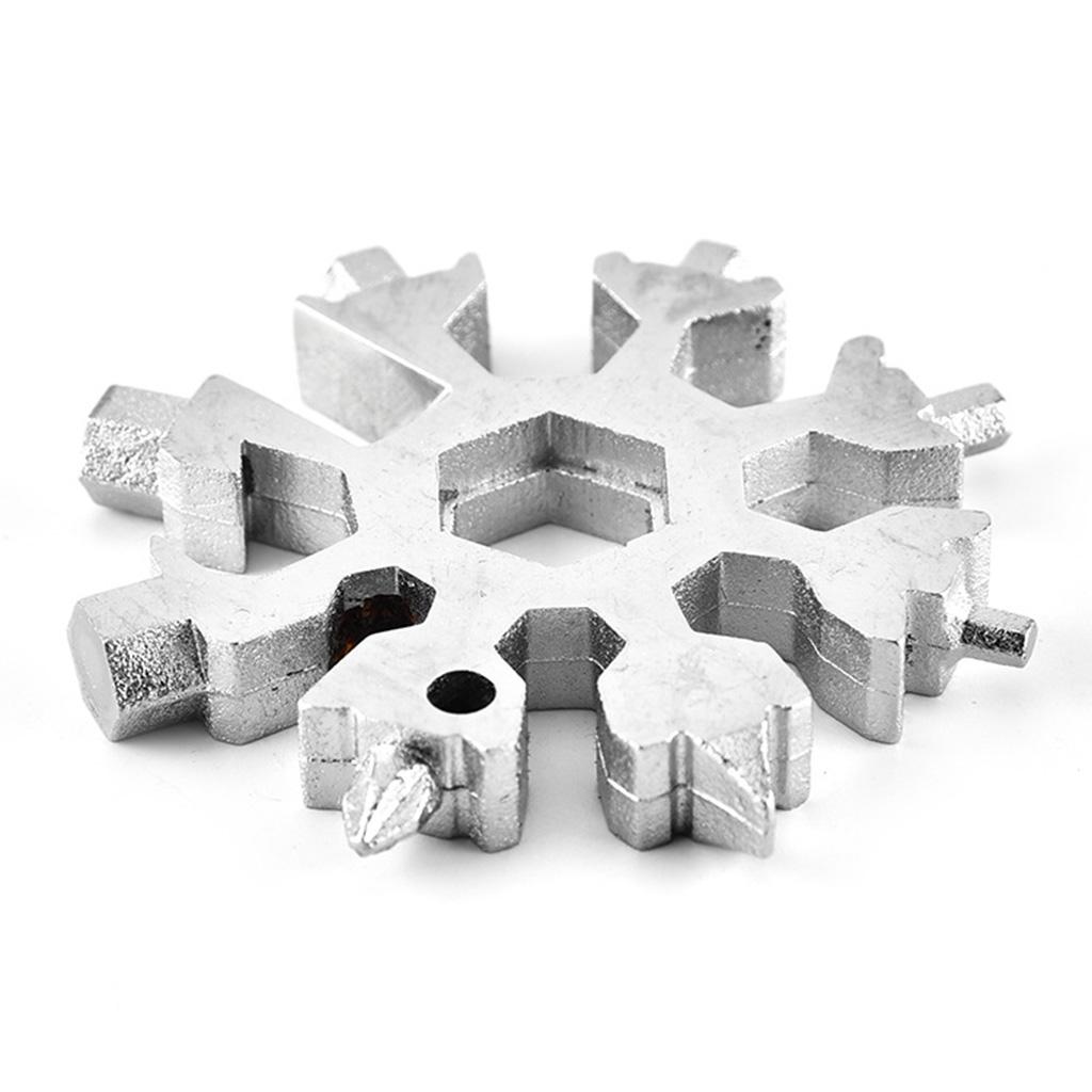 18 In 1 Stainless Steel Snowflake Multi tool Keychain Hand Tool Silver