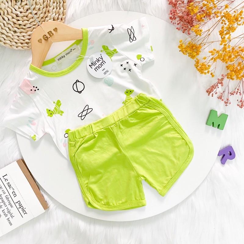 Bộ cộc tay Bộ MKM chất thun loại 1 In Thân Áo Trắng Chạy Viền Cực Đẹp cho bé