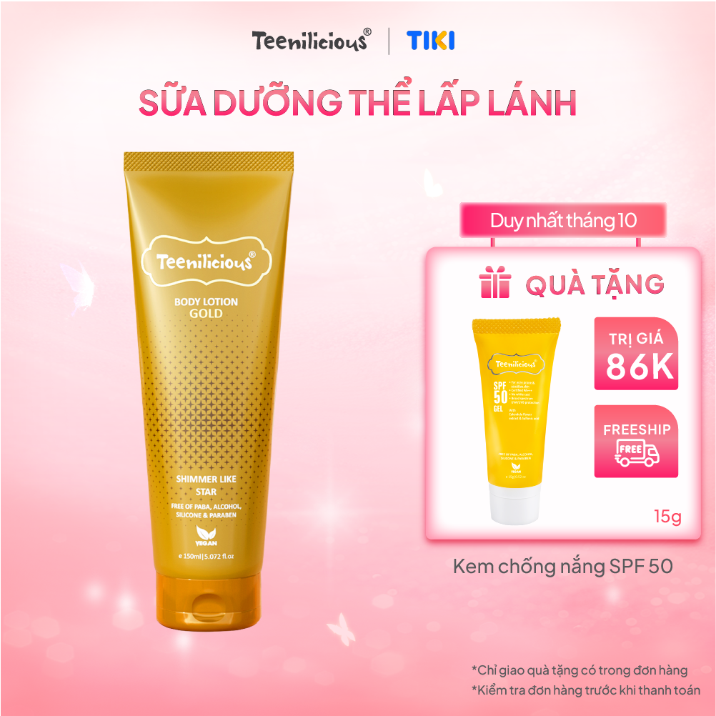 Sữa Dưỡng Thể Teenilicious Body Lotion Gold Ánh Nhũ Lấp Lánh Giúp Dưỡng Ẩm Làn Da 150ml