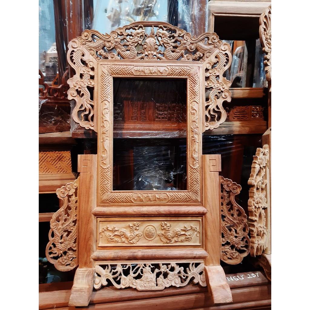 khung ảnh thờ tứ linh gỗ hương kích thước 20 x30 cm