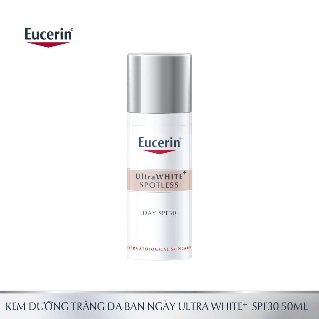 Combo Eucerin Ultrawhite+ Spotless: Sữa Rửa Mặt, Kem Dưỡng Trắng Da Ngày Và Đêm Giảm Thâm Nám