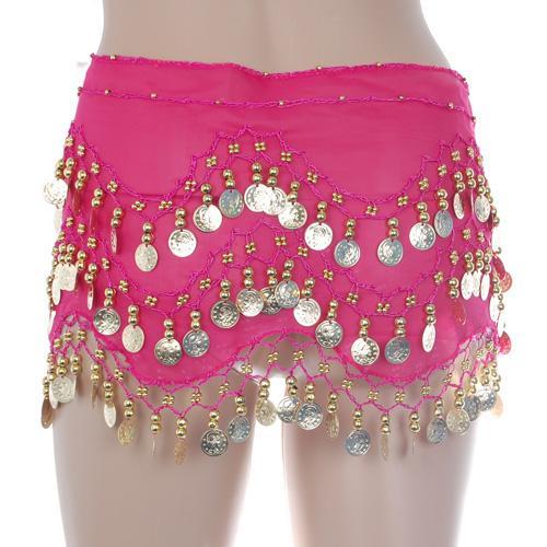 Women Dancer Dress Belly Dance Hip Scarf Belt Skirt Wrap Pink