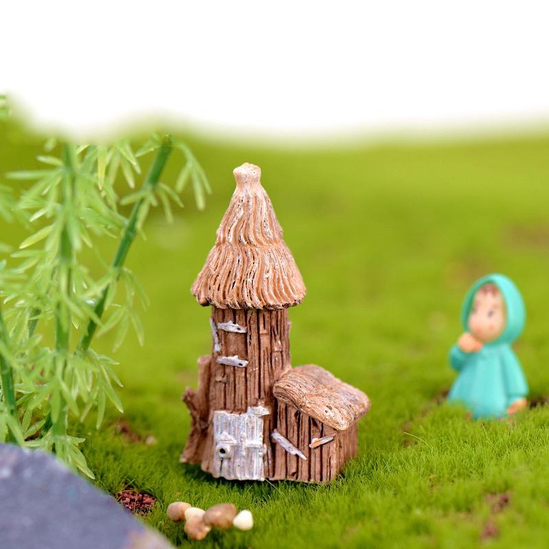 Mô hình tiểu cảnh mini ️ Mô hình Lâu đài cổ, nhà cổ, ngôi nhà tranh trang trí sen đá, sân vườn, bể cá, bể terrarium
