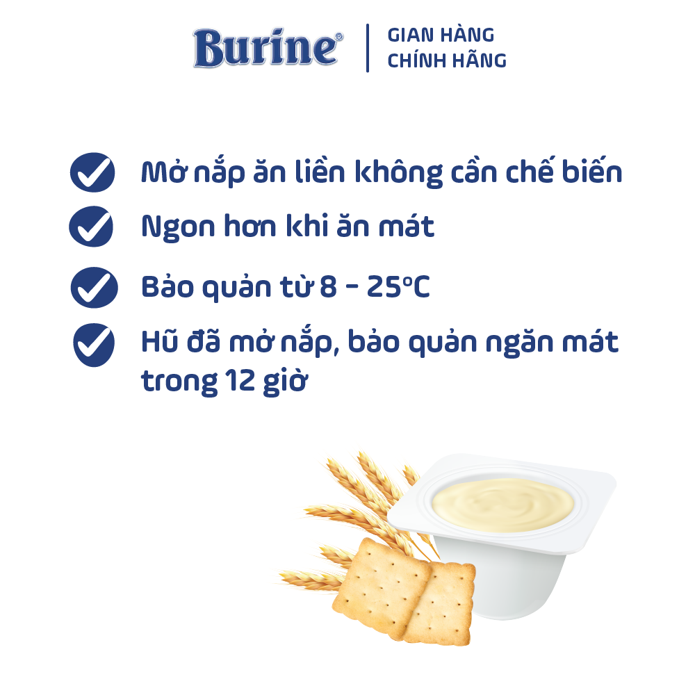 Cháo sữa ăn dặm Burine vị Bích Quy - Nhập khẩu Đức dành cho trẻ từ 6 tháng tuổi (vỉ 6 hũ x 50g)