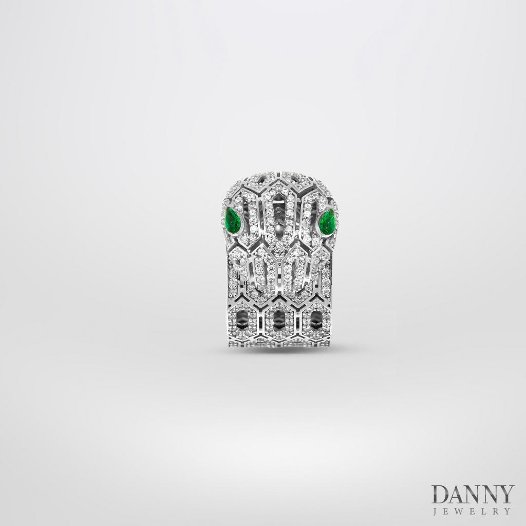 Nhẫn Danny Jewelry Bạc Thổ Nhĩ Kỳ Xi Rhodium Đính Đá CZ &amp; Đá Zircon Biểu Tượng Rắn N0003TNK