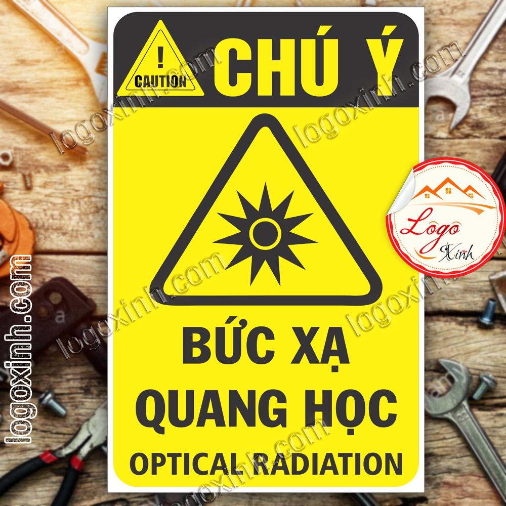 LOGO TEM STICKER CẢNH BÁO BỨC XẠ QUANG HỌC, OPTICAL RADIATION - BIỂN CẢNH BÁO AN TOÀN LAO ĐỘNG