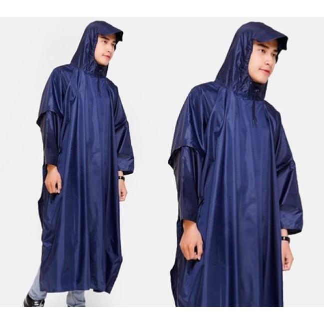 Áo Mưa Vải Dù Xẻ Tà Cánh Dơi Dài 1m4 Chống Thấm Cao Cấp