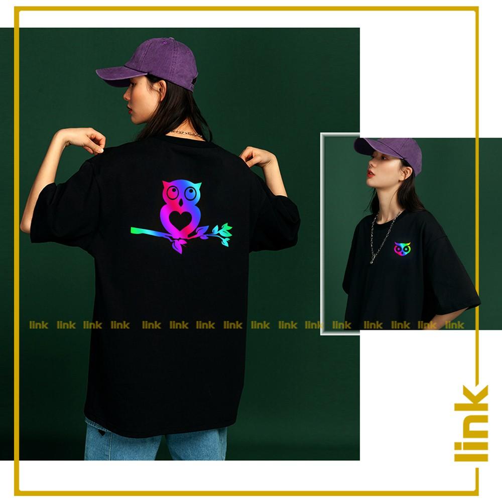 Áo thun phản quang CHIM CÚ đáng yêu unisex form rộng tay lỡ