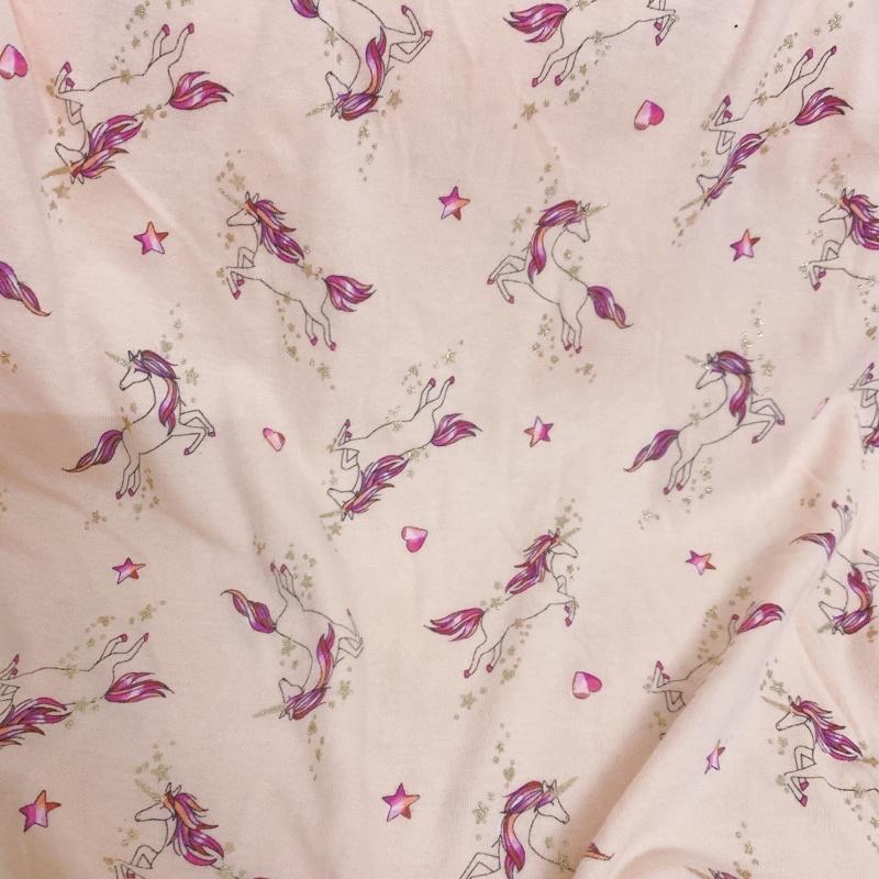 Vải thun cotton hình Pony (unicorn)