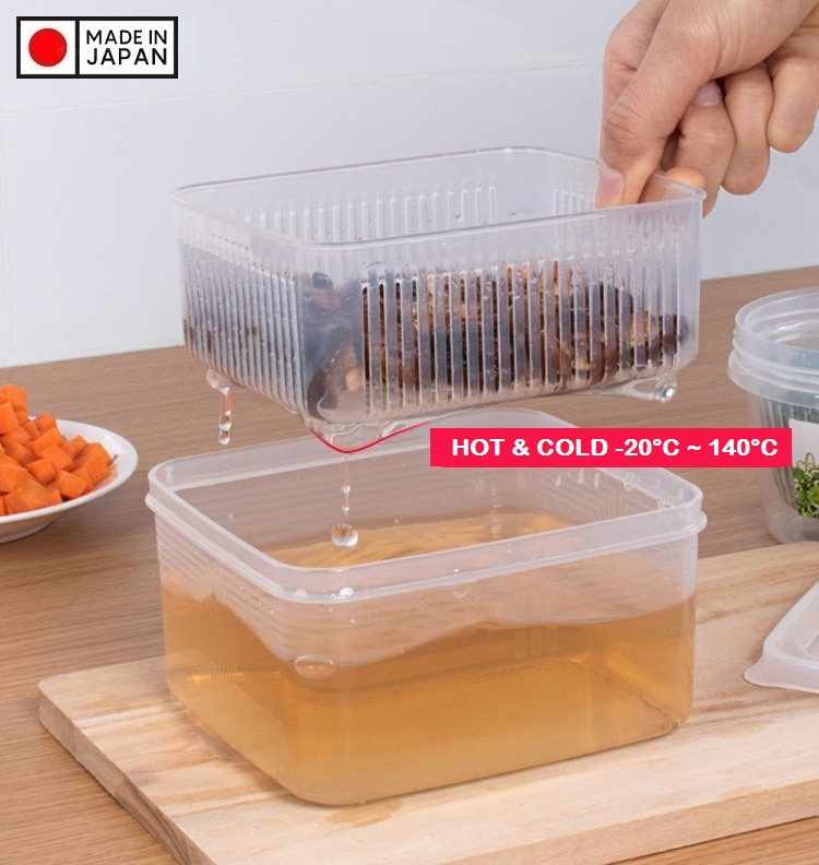 Bộ 02 chiếc hộp đựng thực phẩm 2 lớp Nakaya 1100ml hàng nội địa Nhật Bản (Made in Japan)