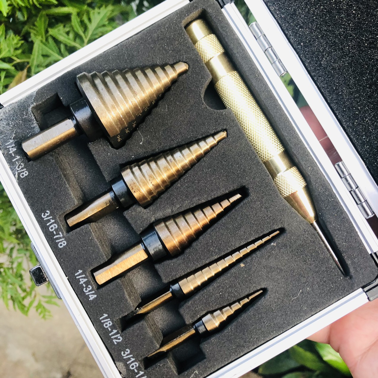 Bộ 5 mũi khoan bước tháp + cây lấy dấu