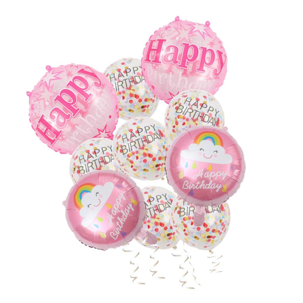 10PCS Confetti Foil Balloon Birthday Balloons Party Wedding Decor Set