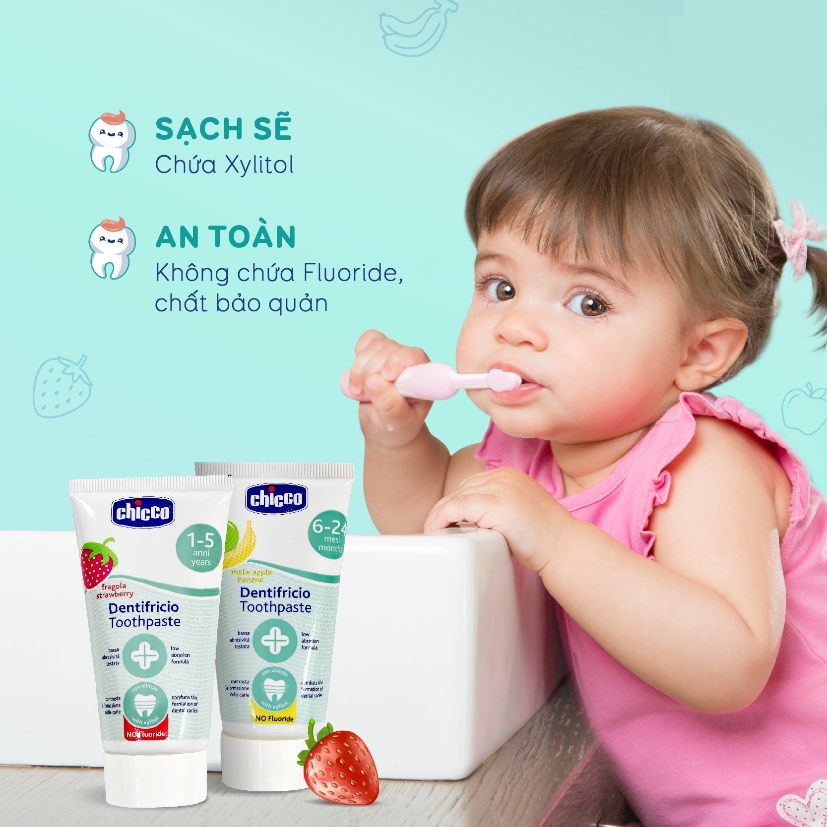 Kem đánh răng hương Dâu Chicco 1 - 5 tuổi