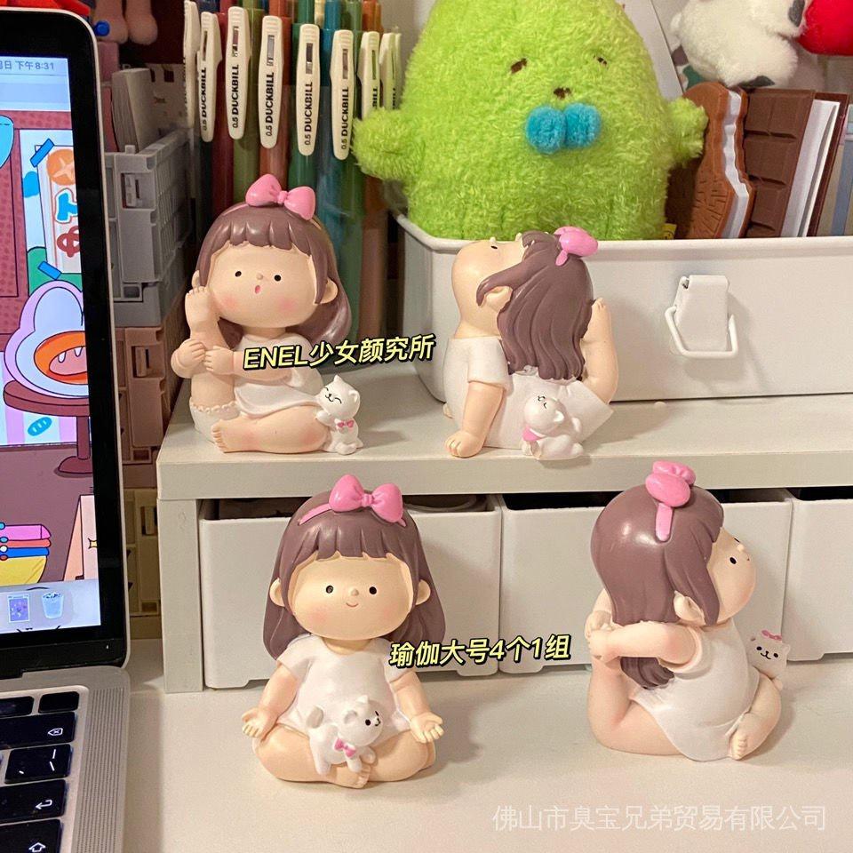 Mô Hình Búp Bê Tập Yoga Bằng Nhựa Resin Dễ Thương Sáng Tạo Trang Trí Bàn Làm Việc