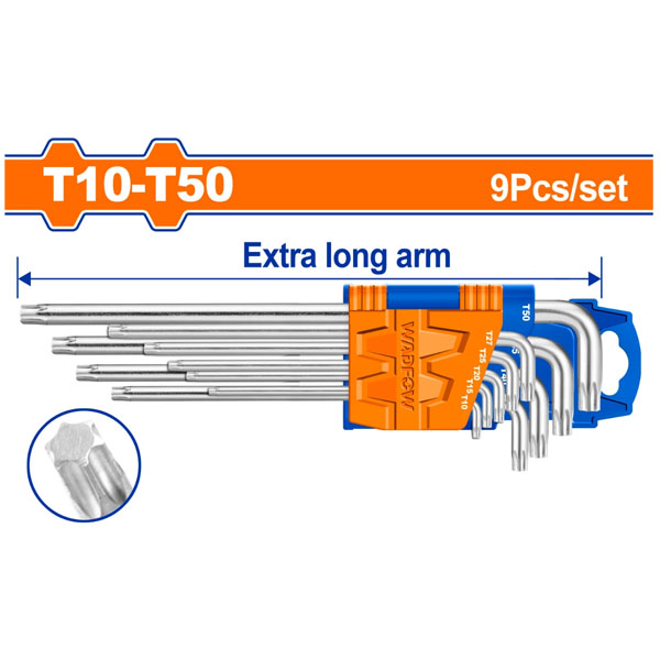 [CHÍNH HÃNG] Bộ 9 chìa lục giác sao dài T10-T50 WHK3292 WADFOW