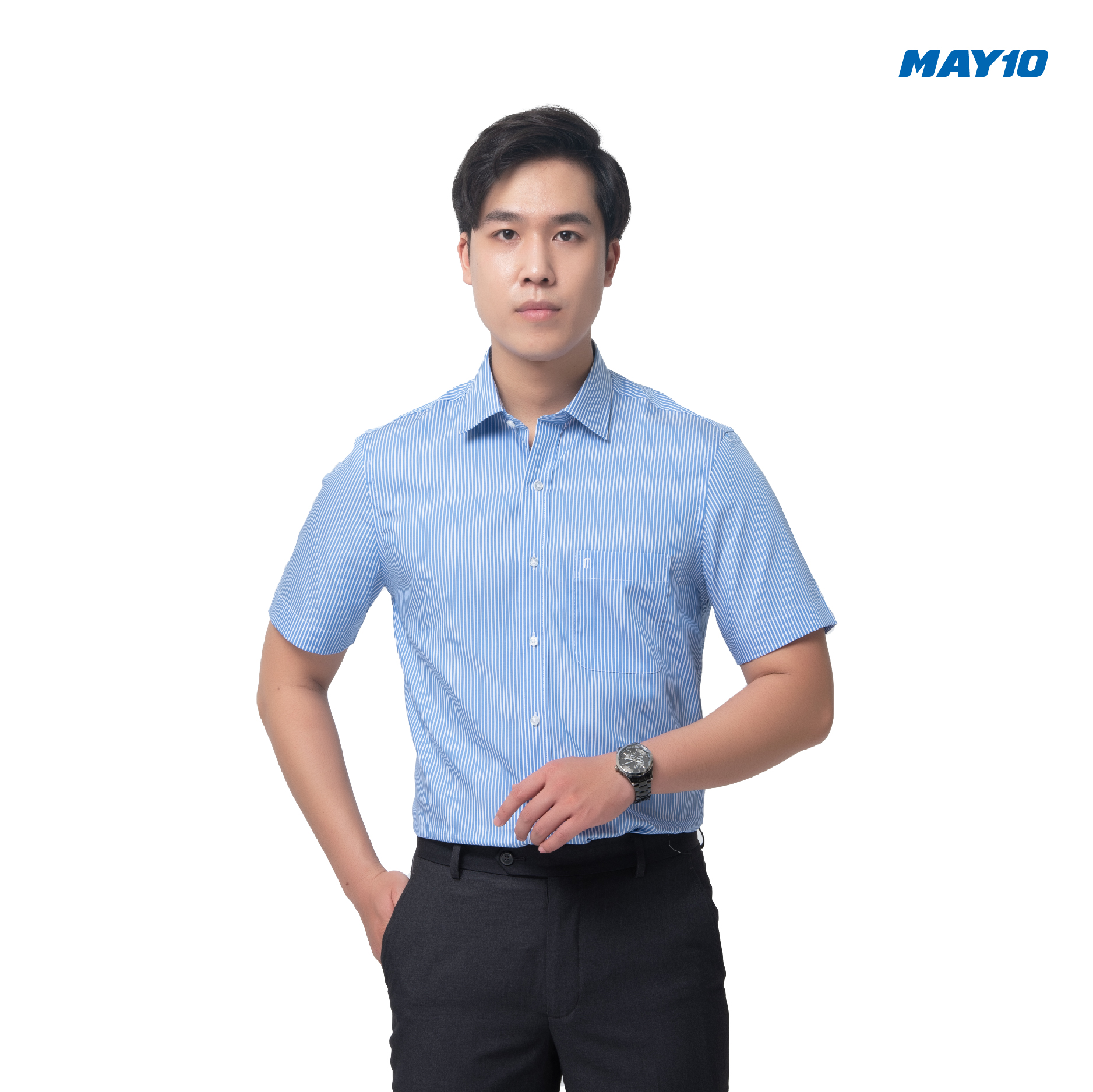 Áo sơ mi nam cộc tay dáng suông May 10 mã 010118050#0763