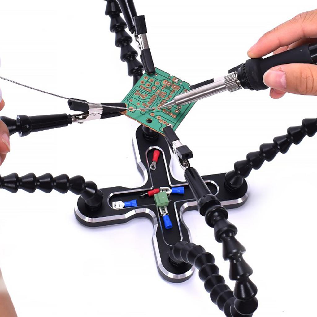 Hàn Bàn Tay Thứ Ba PCB Bảng Mạch Giá Đỡ 4 Cánh Tay Linh Hoạt W/Kẹp Cá Sấu