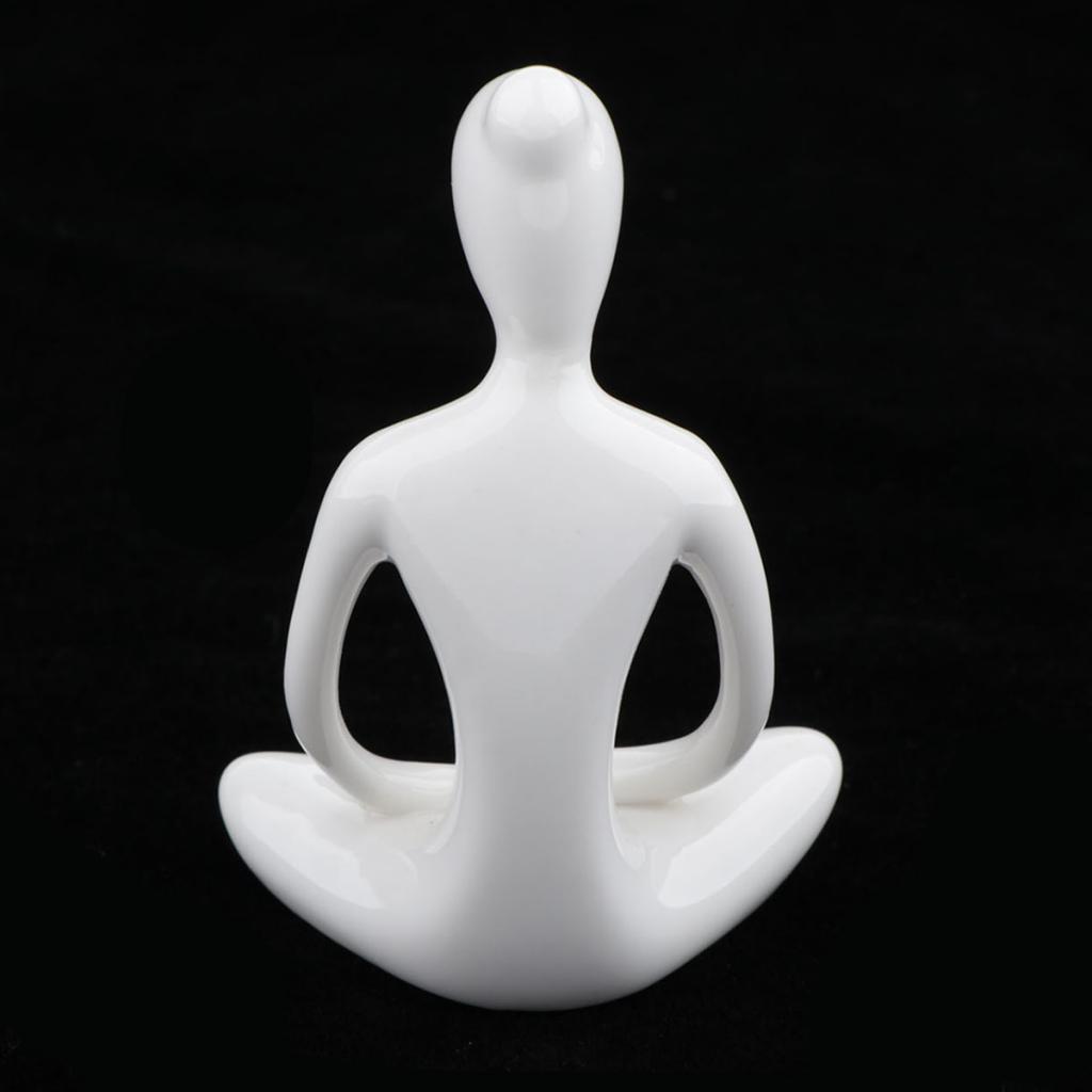 2X Ceramic Yoga Figure Ornament Statue Sculpture Zen Garden Desk Decor Style-03