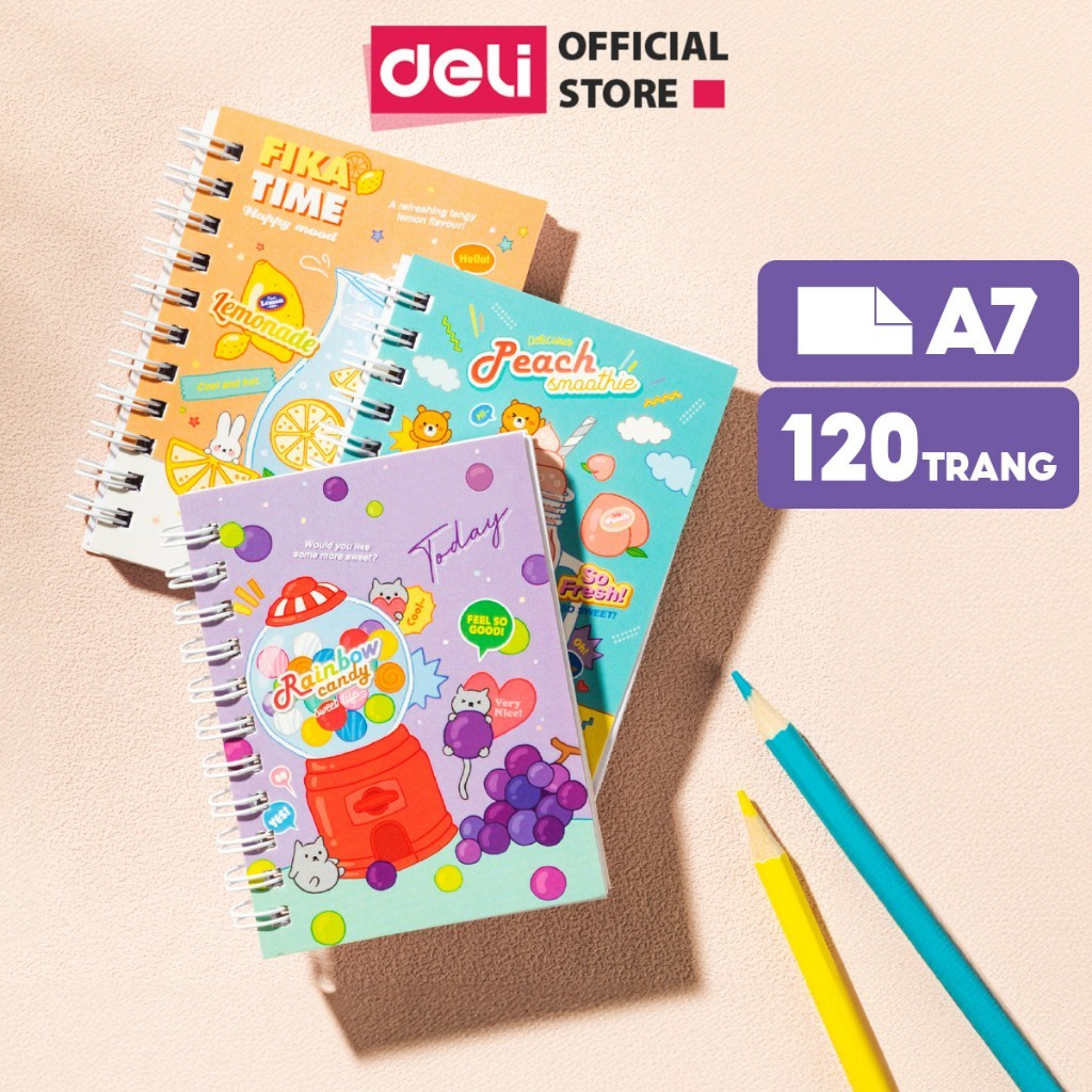 Sổ Tay Mini Notebook Dễ Thương Size A7 , Giấy Trắng Chống Lóa, 120Trang Nhỏ Gọn Tiện Lợi Dễ Mang Theo - EN014