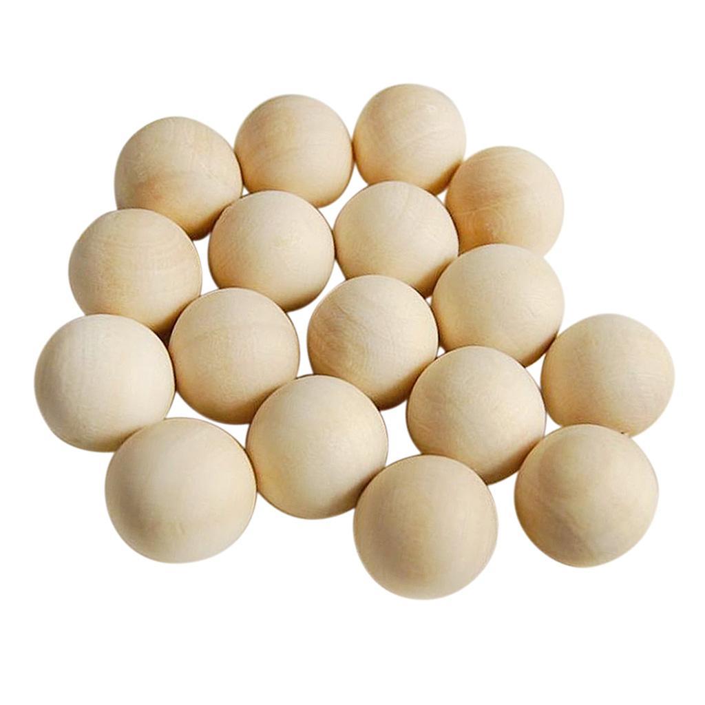 600pcs No Hole Round Ball Wooden Beads Painting Woodworking DIY Craft