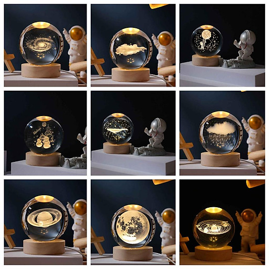 Quả Cầu Pha Lê Phát Sáng Để Bàn, làm đèn ngủ, Trang Trí Phòng Ngủ, Bàn Làm Việc, Quà Tặng Sinh Nhật - Henrysa