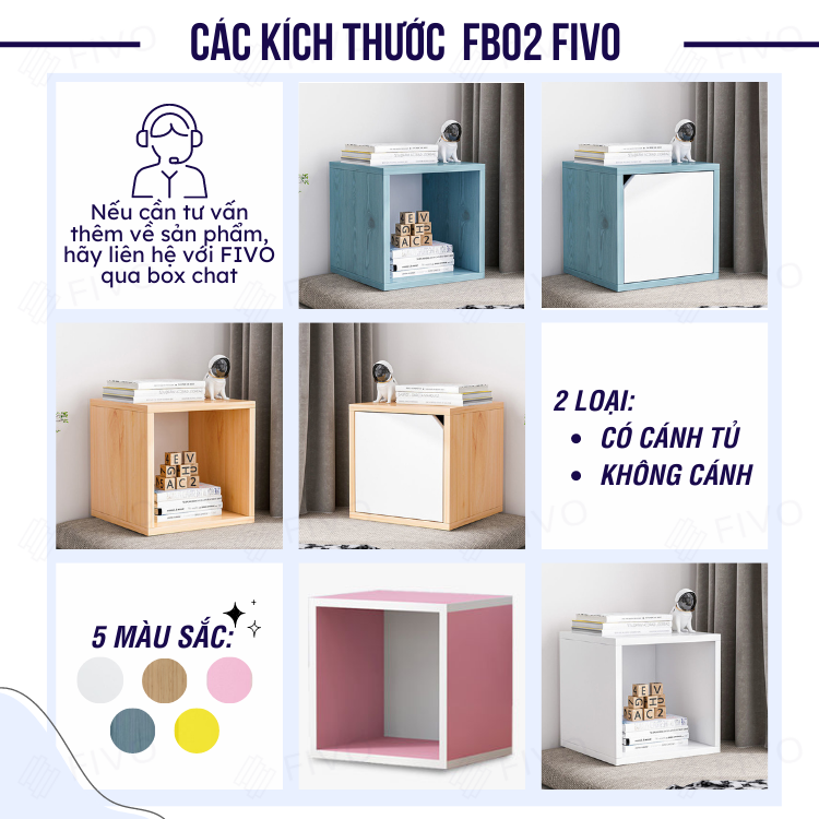 Kệ Sách Gỗ Tổ Ong Đa Năng FIVO FB02 Nhiều Màu Sắc Để Đồ Tiện Lợi (30 x 30 x 30 cm) - Hàng Chính Hãng