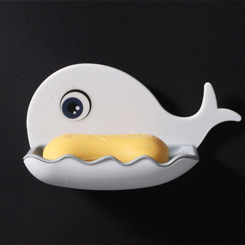 Whale Shape Seamless Wall-Mounted Soap Bathroom Shower Soap Holder Dish Storage Plate Tray Bathroom Supplies Bathroom Gadgets
