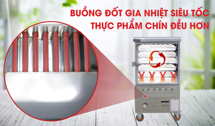 Tủ Nấu Cơm 18 Kg Gạo/ Mẻ Bằng Gas 6 Khay Nhập Khẩu NEWSUN - Hàng Nhập Khẩu