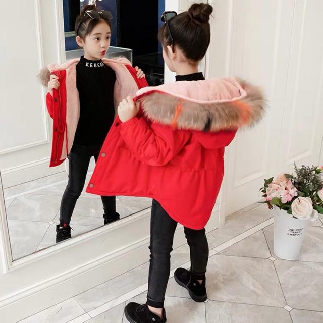 Áo Parka lót lông bé gáisẵn hàng giao ngay
