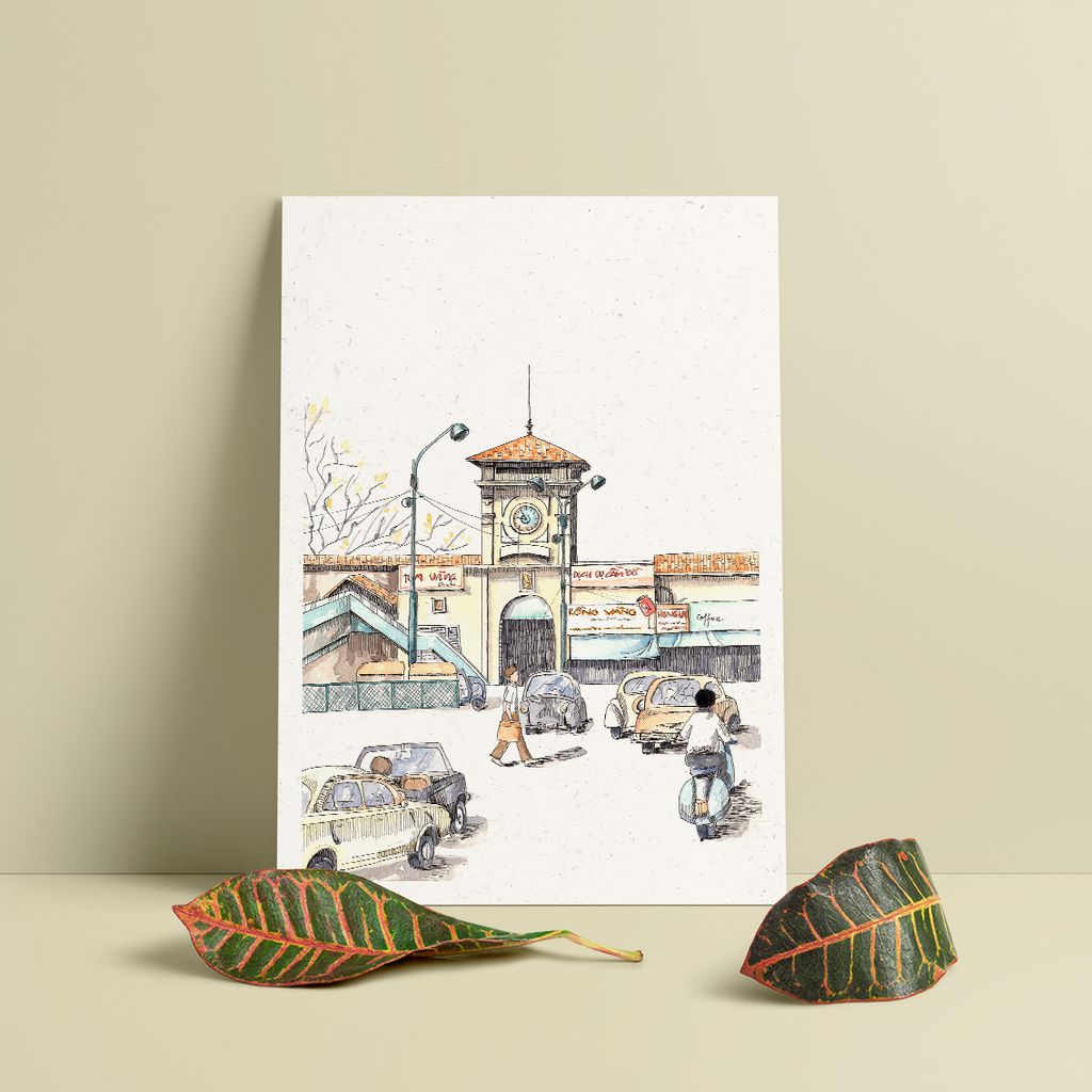 Tranh Poster Sài Gòn xưa | Chợ Bến Thành | Soyn SGX003