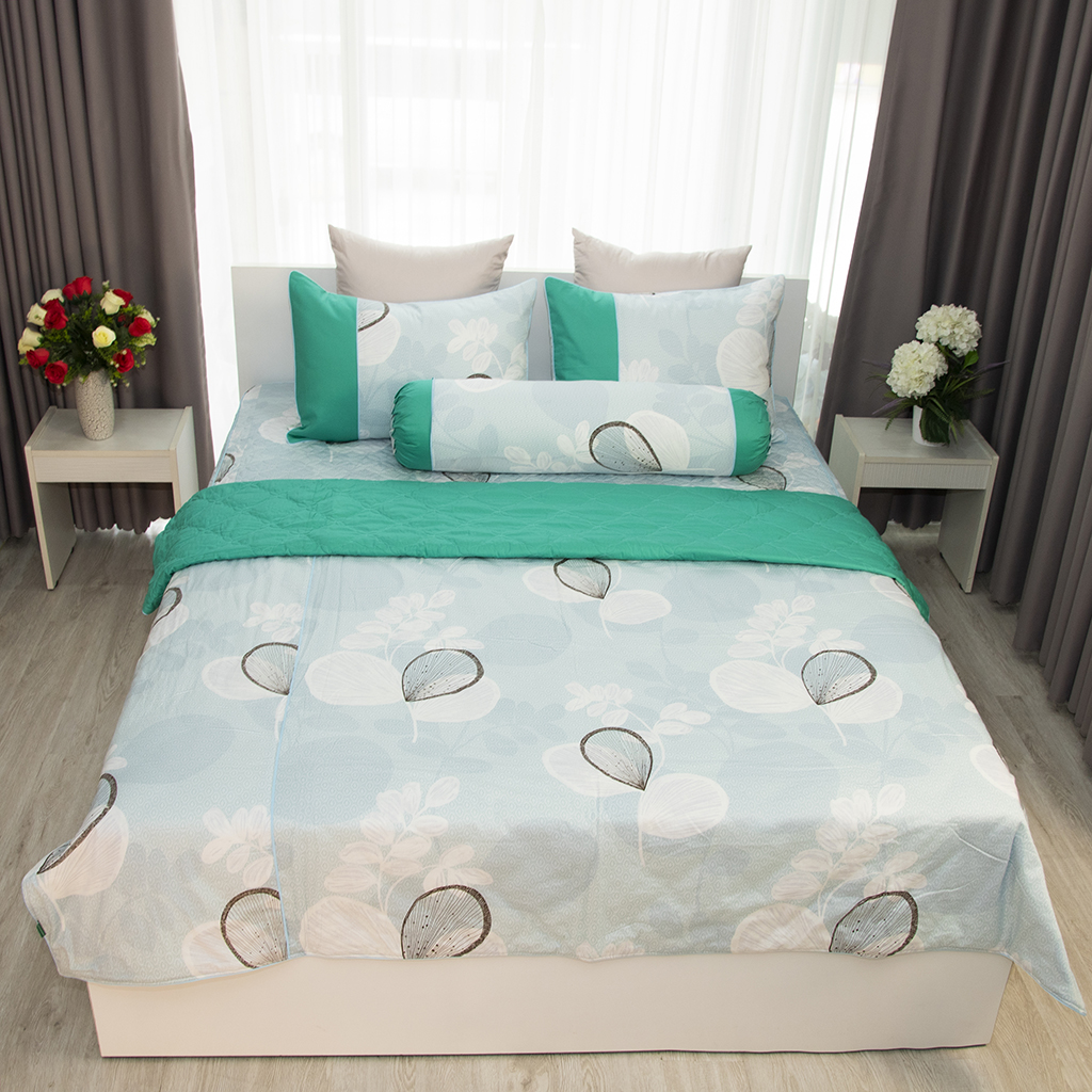 Vỏ gối nằm  Azura HQ3006 -100% cotton - xanh nhạt