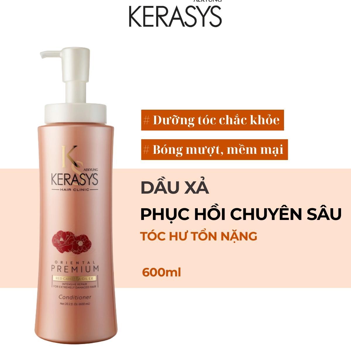 Dầu xả Aekyung Kerasys Oriental Premium Red Camellia EX Intensive Repair Conditioner (Dưỡng tóc chắc khỏe - Dành cho tóc hư tổn nặng) 600 ml