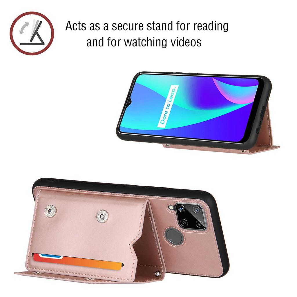 Ốp lưng điện thoại dạng ví da có ngăn đựng thẻ cho OPPO A7 A5S A12 Realme C15 C11 C3 Realme 7 7i 6 6i 5 5s