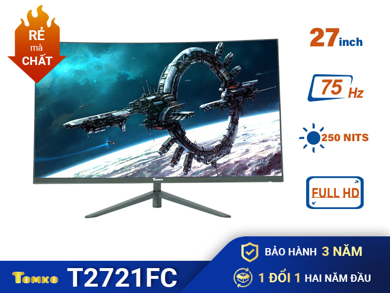 Màn hình máy tính Tomko T2721F 27 inch Full 3 viền IPS 75Hz (HDMI+VGA+DC) - siêu rẻ siêu chất lượng - Hàng chính hãng