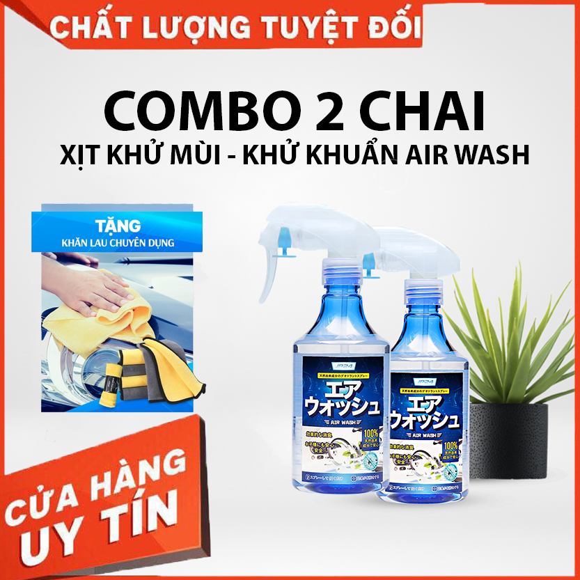 [CHÍNH HÃNG] Combo 2 Chai Xịt Khử Mùi, Vệ Sinh Nội Thất Ô Tô Air Wash JP24 - Nhật Bản