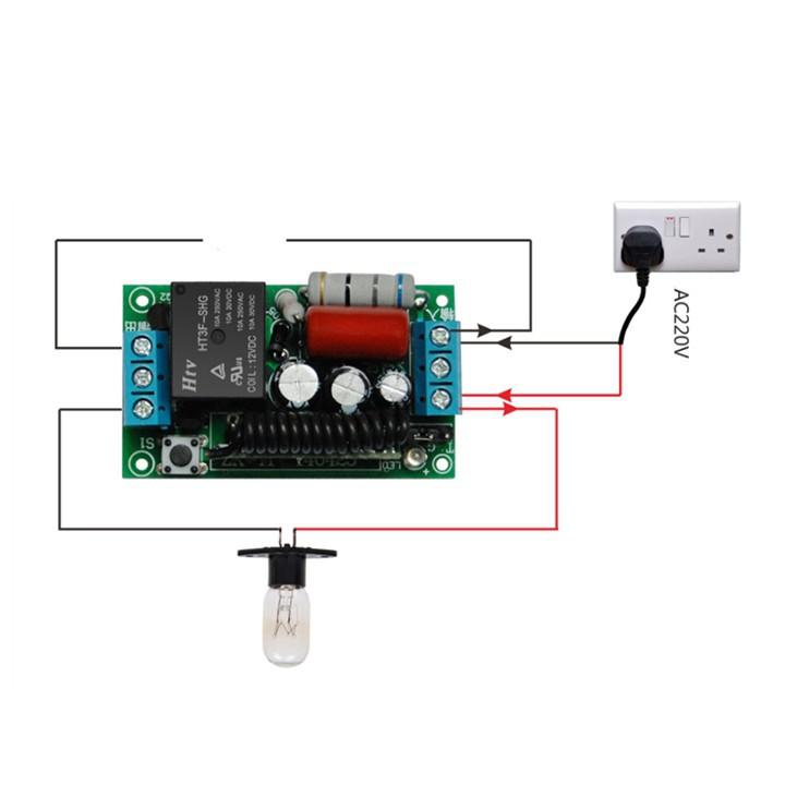 Mạch công tắc điều khiển từ xa 1 cổng học lệnh RF 3 chế độ 220VAC