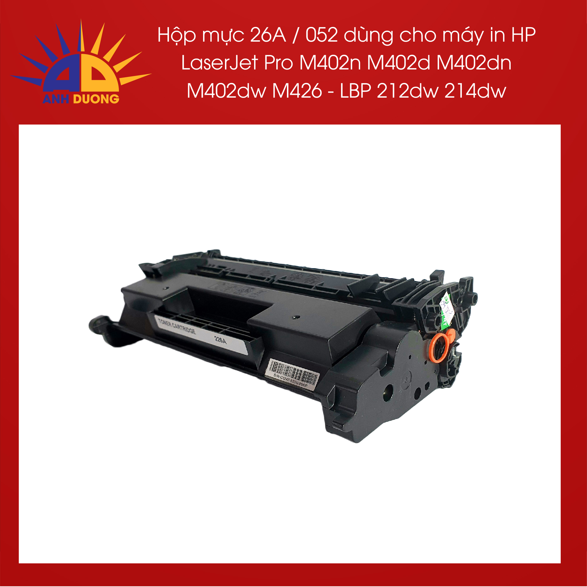 Hộp mực 26A dùng cho HP LaserJet M402N 402DN 402D 402DW 402DNE M426DW M426FDN M426FDW