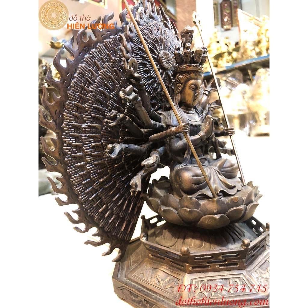 Tượng Phật Nghìn Tay Nghìn Mắt Màu Nâu Cao 25cm