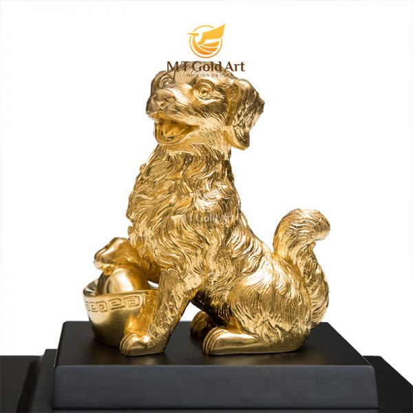 Tượng Hoàng Kim Tuất Dát Vàng 24K MT Gold Art- Hàng chính hãng, trang trí nhà cửa, phòng làm việc, quà tặng sếp, đối tác, khách hàng, tân gia, khai trương
