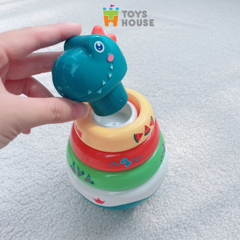 Đồ chơi lật đật kết hợp vòng xúc xắc xếp tháp màu sắc hình khủng long ToysHouse HE0298