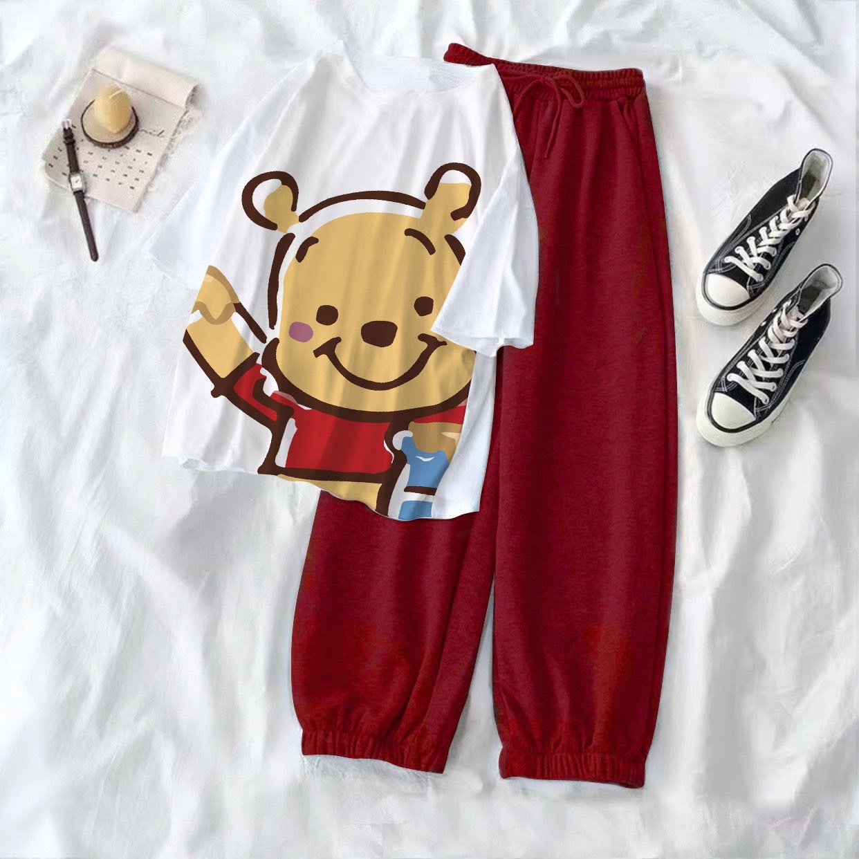 Quần Jogger Lưng Thun Trơn Dài Bo Lai Dáng Rộng Màu Đỏ - Jogger Long Basic Pant Unisex - MM