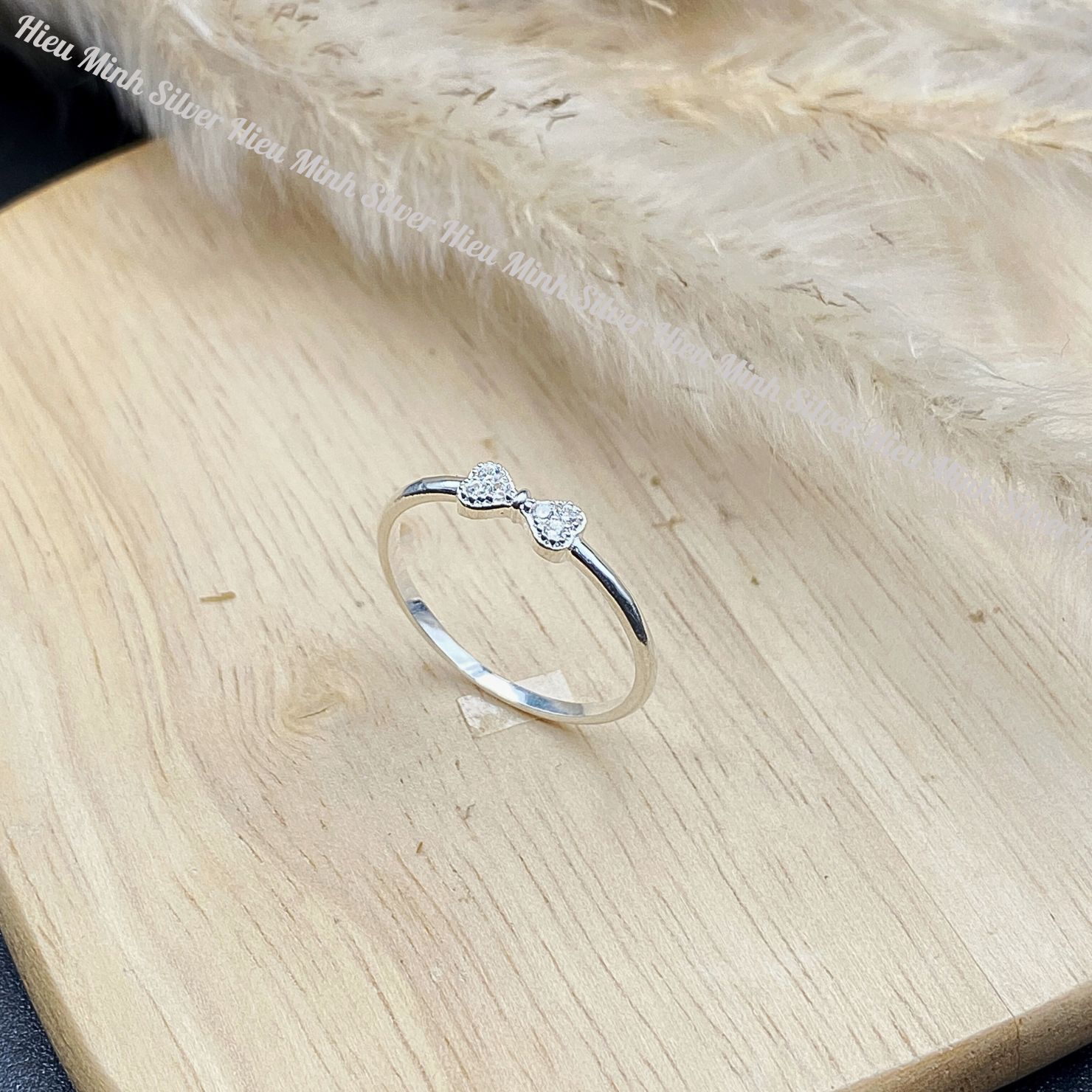 Nhẫn Nữ Bạc Ta Nơ Xinh Cao Cấp Sáng Đẹp Chính Hãng Bạc Hiểu Minh NU515