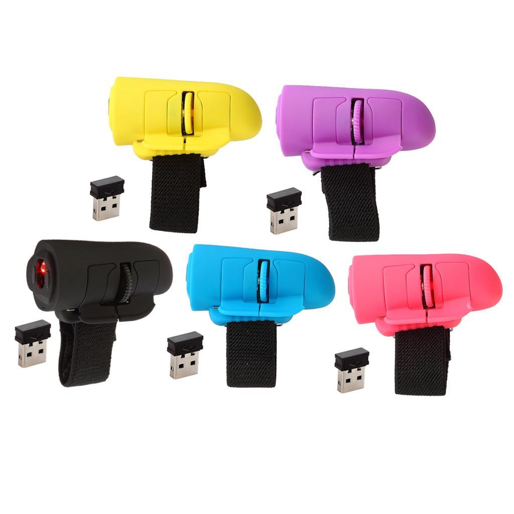 Mini Wireless USB Finger Mouse Optical Handheld Mice for Laptop PC Black