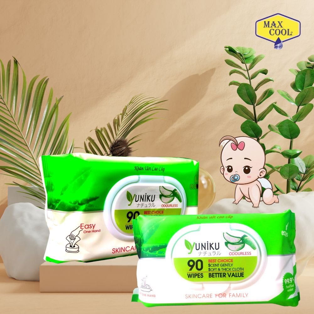 Combo 6 Gói Khăn Ướt Yuniku 90 Tờ Không Hương